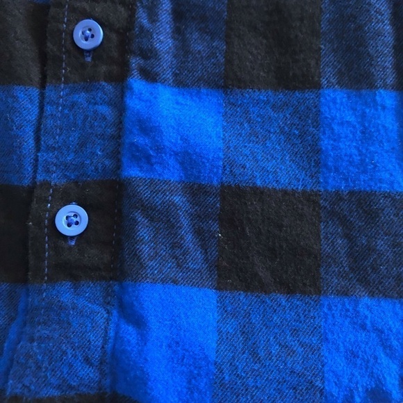 Wonder Nation blue plaid flannel long sleeve button down shirt in size XS - Picture 3 of 4